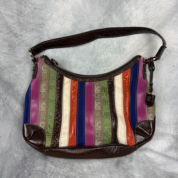 Liz Claiborne Handbags - Y2K Multi Color Striped Hobo Bag Boho Shoulder Purse Liz Claiborne Mixed Media